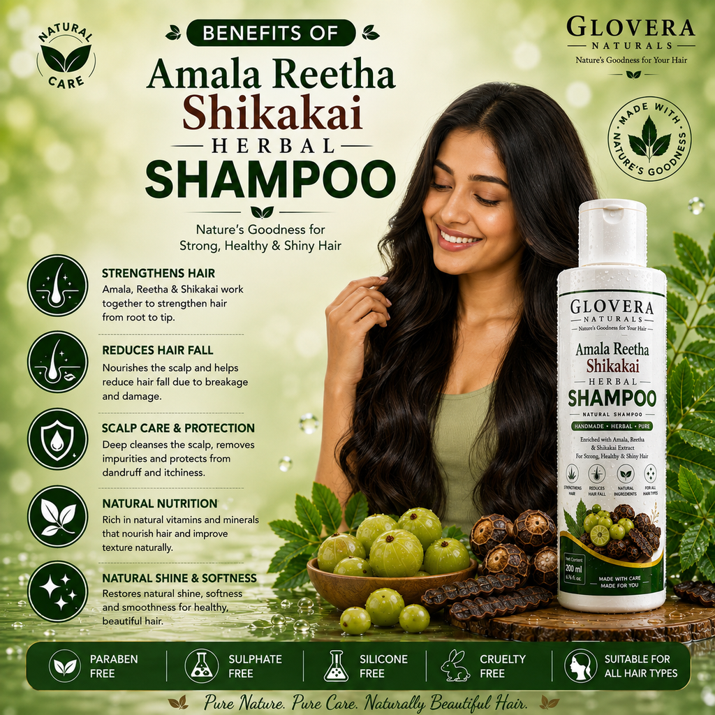 Glovera Naturals Amla Reetha Shikakai Herbal Shamlpo | Natural Hair Care Shampoo