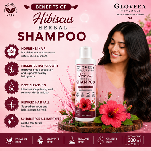Glovera Naturals Hibiscus Herbal Shampoo – For Strong, Healthy & Shiny Hair | 200 ml