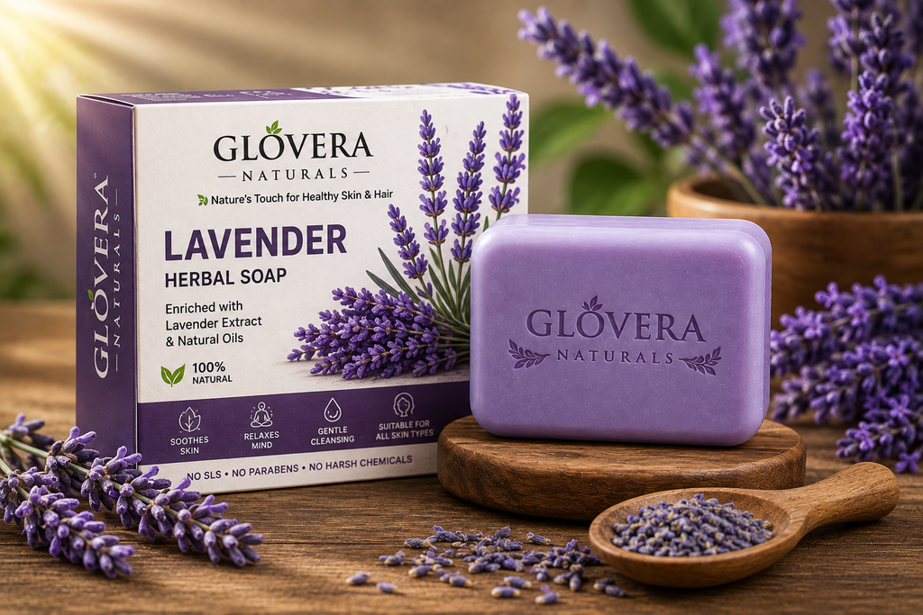 Glovera Naturals Lavender Herbal Soap | 100g | Premium Herbal Bath Soap