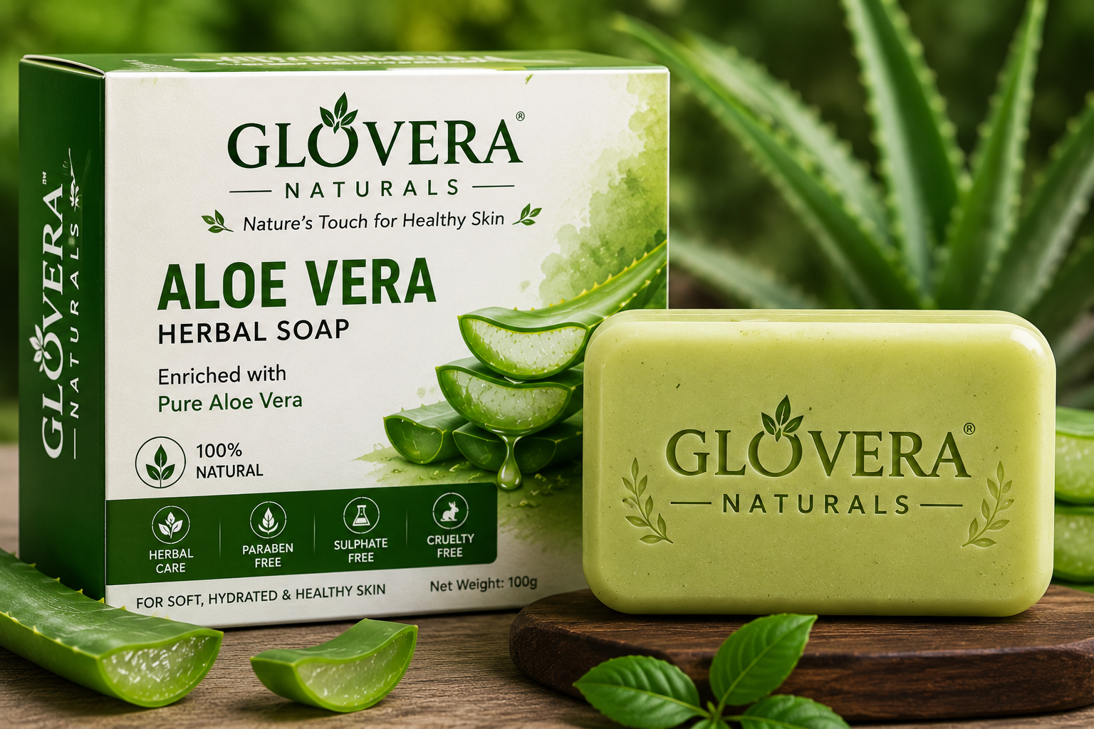Glovera Naturals Aloe Vera Herbal Soap - 100g