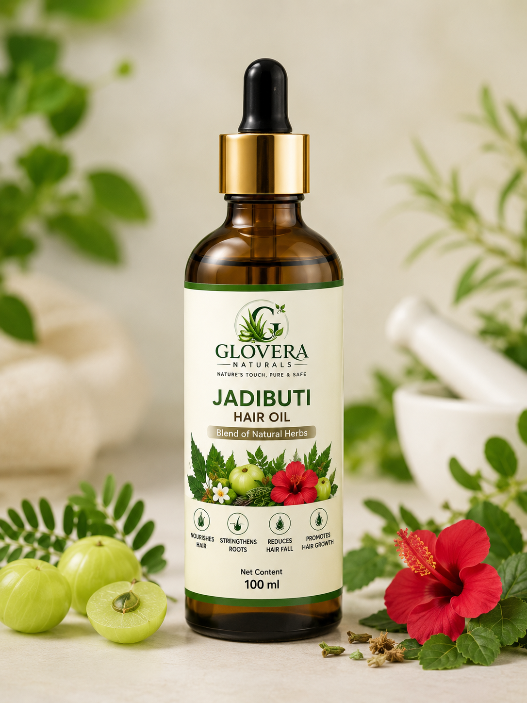 Glovera Naturals Jadi-Buti Hair Oil | 100 mL | Herbal Hair Care Oil