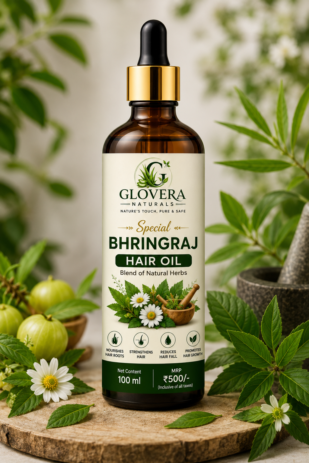 Glovera Naturals Special Bhringraj Hair Oil | Blend of Natural Herbs | 100 ml