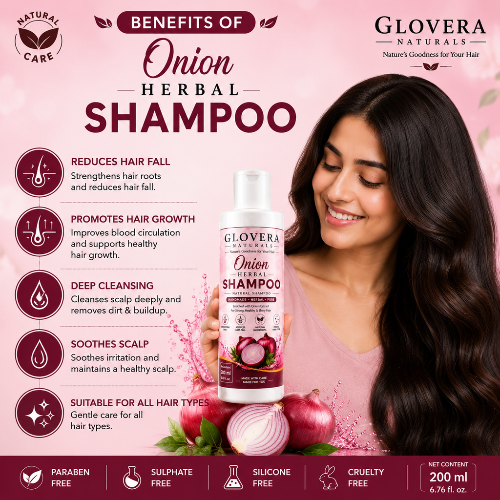 Glovera Naturals Premium Herbal Onion Extract Shampoo | 200 ml