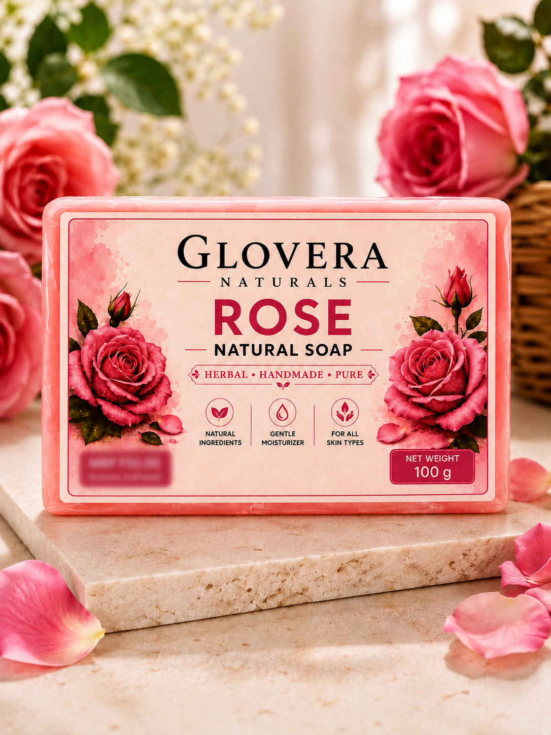 Glovera Naturals Rose Herbal Soap - 100g