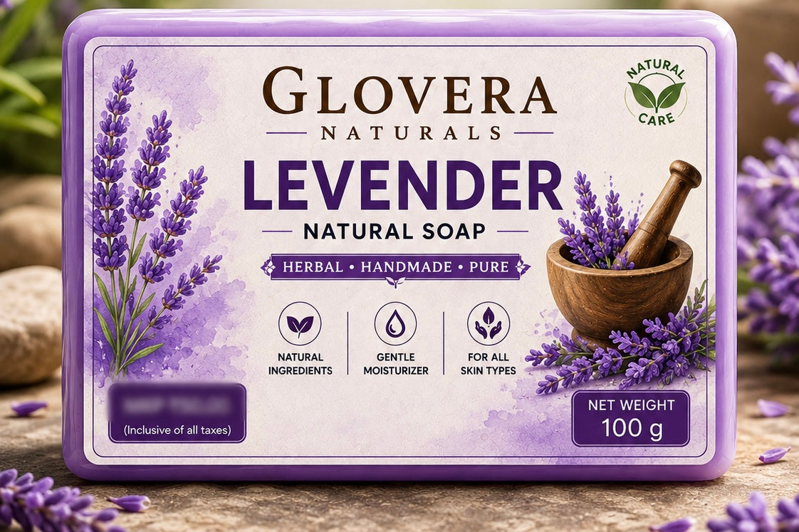 Glovera Naturals Lavender Herbal Soap | 100g | Premium Herbal Bath Soap