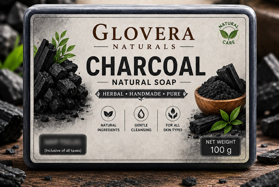 Glovera Naturals Charcoal Herbal Soap | 100g | Premium Herbal Bath Soap